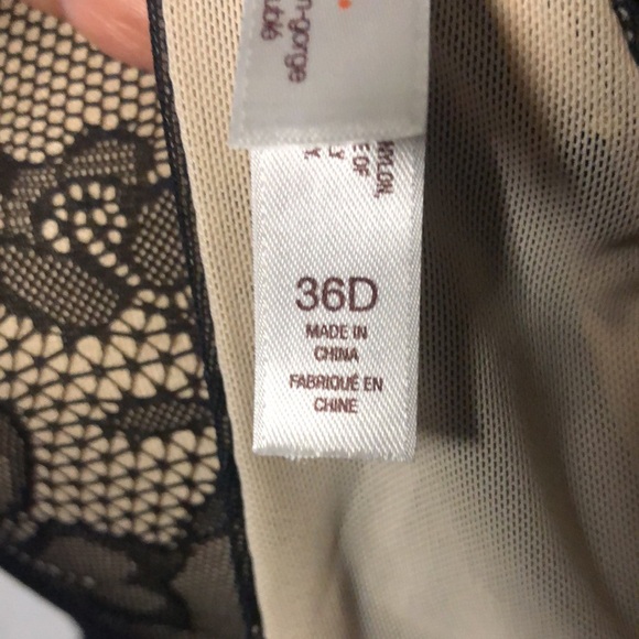GILLIAGAN & O’MALLEY Black padded lace bra. Size 36 D. - Picture 3 of 9